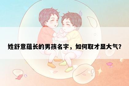 姓舒意蕴长的男孩名字，如何取才显大气？